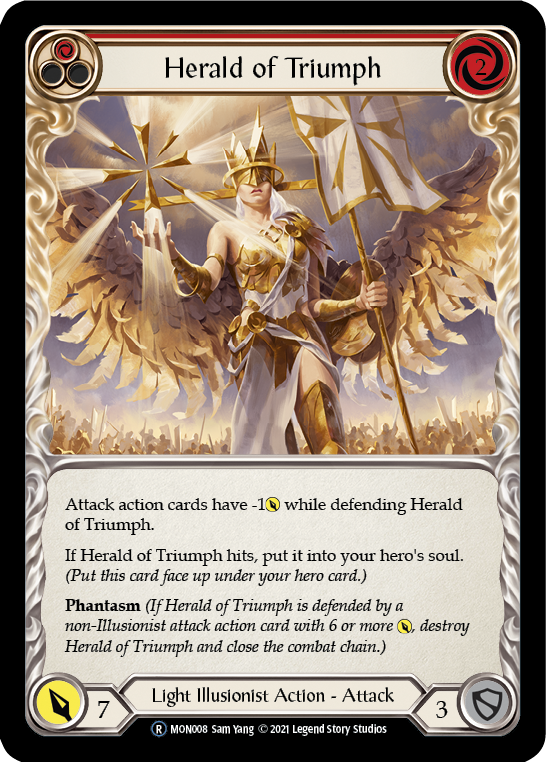 Flesh and Blood TCG | Herald of Triumph (Red) [U-MON008-RF] (Monarch Unlimited)  Unlimited Rainbow Foil | The Nerd Merchant