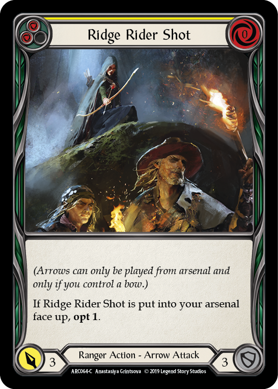 Flesh and Blood TCG | Ridge Rider Shot (Yellow) [ARC064-C] (Arcane Rising)  1st Edition Rainbow Foil | The Nerd Merchant