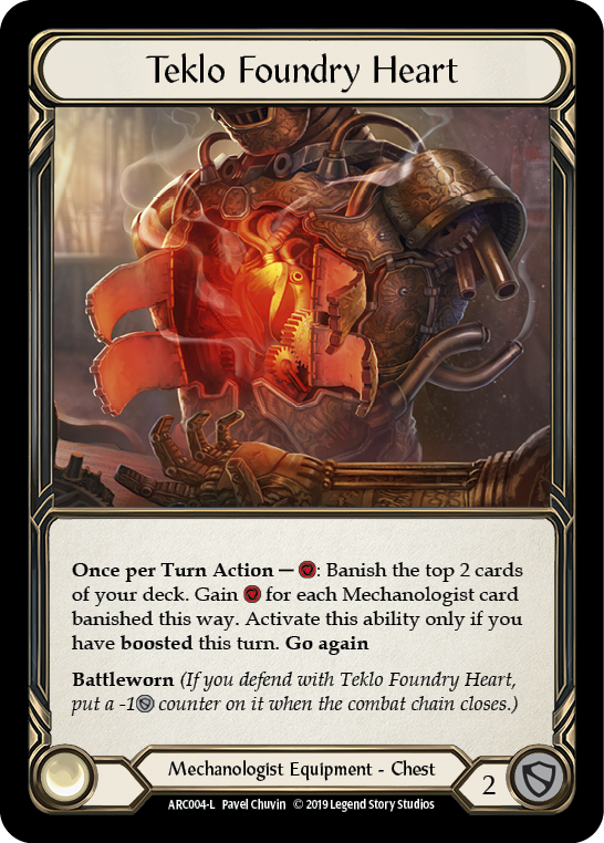 Flesh and Blood TCG | Teklo Foundry Heart [ARC004-L] (Arcane Rising)  1st Edition Cold Foil | The Nerd Merchant