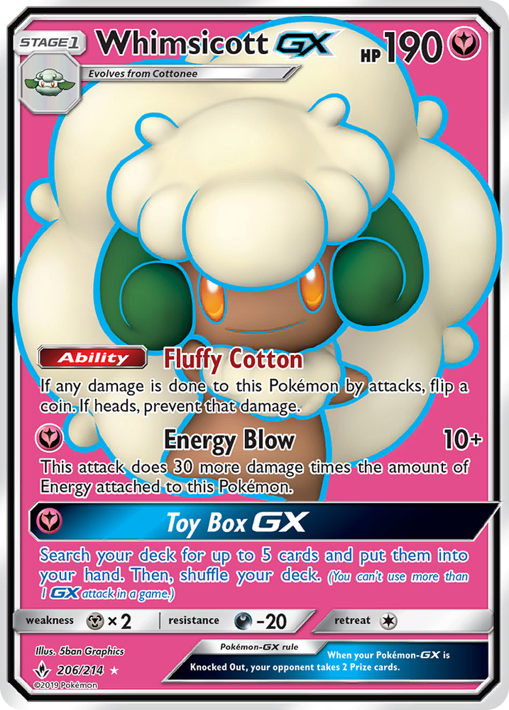 Pokemon | Whimsicott GX (206/214) [Sun & Moon: Unbroken Bonds] | The Nerd Merchant