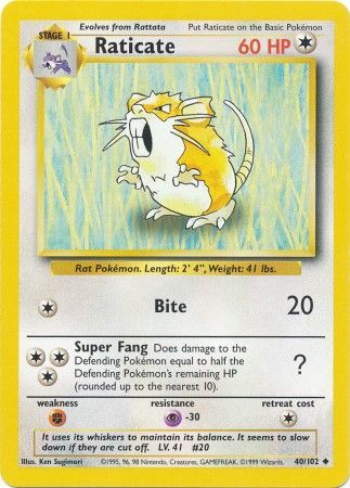 Pokemon | Raticate (40/102) [Base Set Unlimited] | The Nerd Merchant