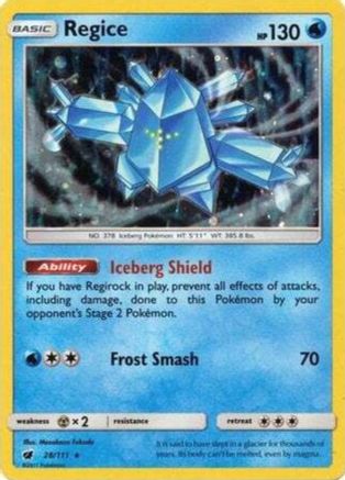 Pokemon | Regice (28/111) (Cosmos Holo) [Sun & Moon: Crimson Invasion] | The Nerd Merchant