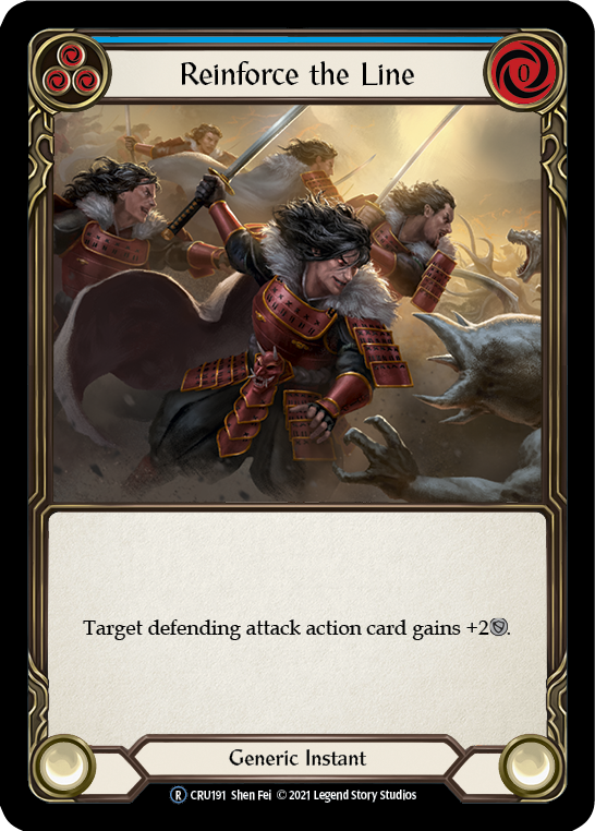 Flesh and Blood TCG | Reinforce the Line (Blue) [U-CRU191] (Crucible of War Unlimited)  Unlimited Rainbow Foil | The Nerd Merchant