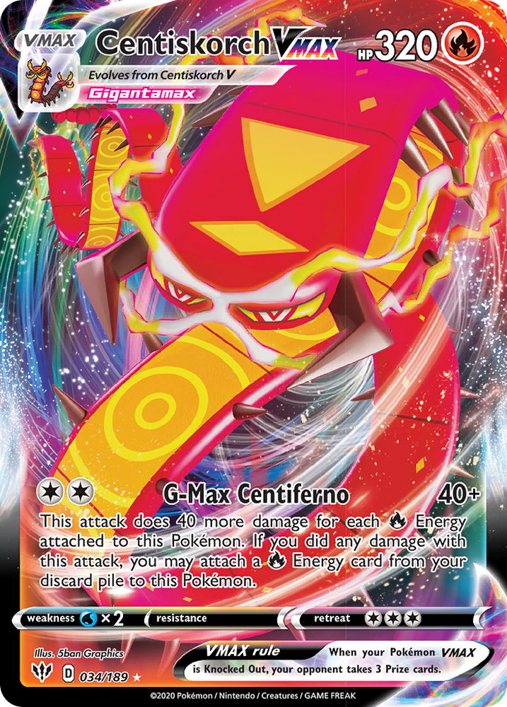 Pokemon | Centiskorch VMAX (034/189) [Sword & Shield: Darkness Ablaze] | The Nerd Merchant