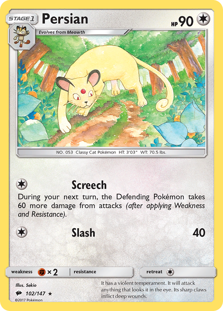 Pokemon | Persian (102/147) [Sun & Moon: Burning Shadows] | The Nerd Merchant