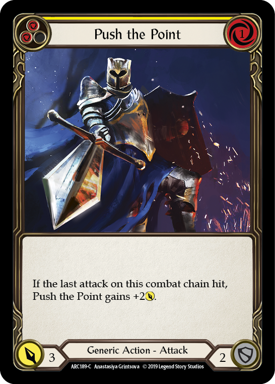 Flesh and Blood TCG | Push the Point (Yellow) [ARC189-C] (Arcane Rising)  1st Edition Rainbow Foil | The Nerd Merchant