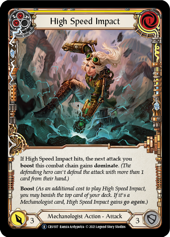 Flesh and Blood TCG | High Speed Impact (Yellow) [U-CRU107] (Crucible of War Unlimited)  Unlimited Rainbow Foil | The Nerd Merchant