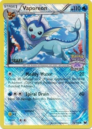 Pokemon | Vaporeon (25/108) (State Province Championship 2013 Promo Staff) [Black & White: Dark Explorers] | The Nerd Merchant