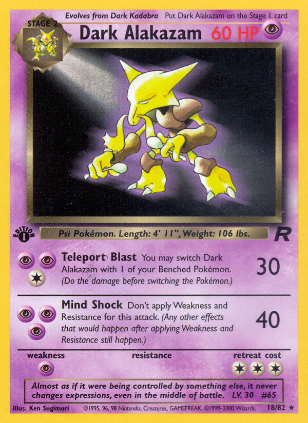 Pokemon | Dark Alakazam (18/82) [Team Rocket 1st Edition] | The Nerd Merchant