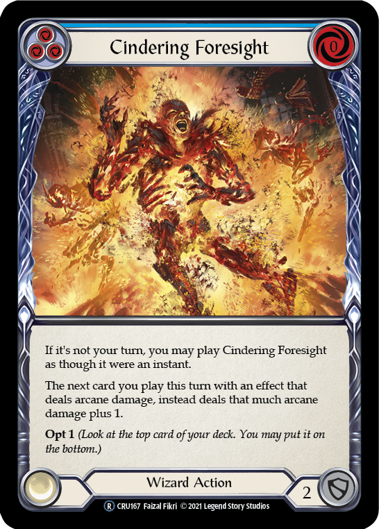 Flesh and Blood TCG | Cindering Foresight (Blue) [U-CRU167] (Crucible of War Unlimited)  Unlimited Rainbow Foil | The Nerd Merchant