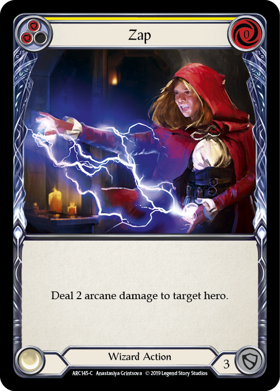 Flesh and Blood TCG | Zap (Yellow) [ARC145-C] (Arcane Rising)  1st Edition Rainbow Foil | The Nerd Merchant