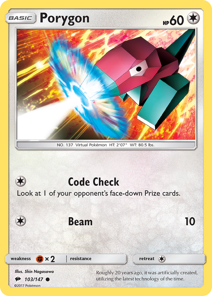 Pokemon | Porygon (103/147) [Sun & Moon: Burning Shadows] | The Nerd Merchant