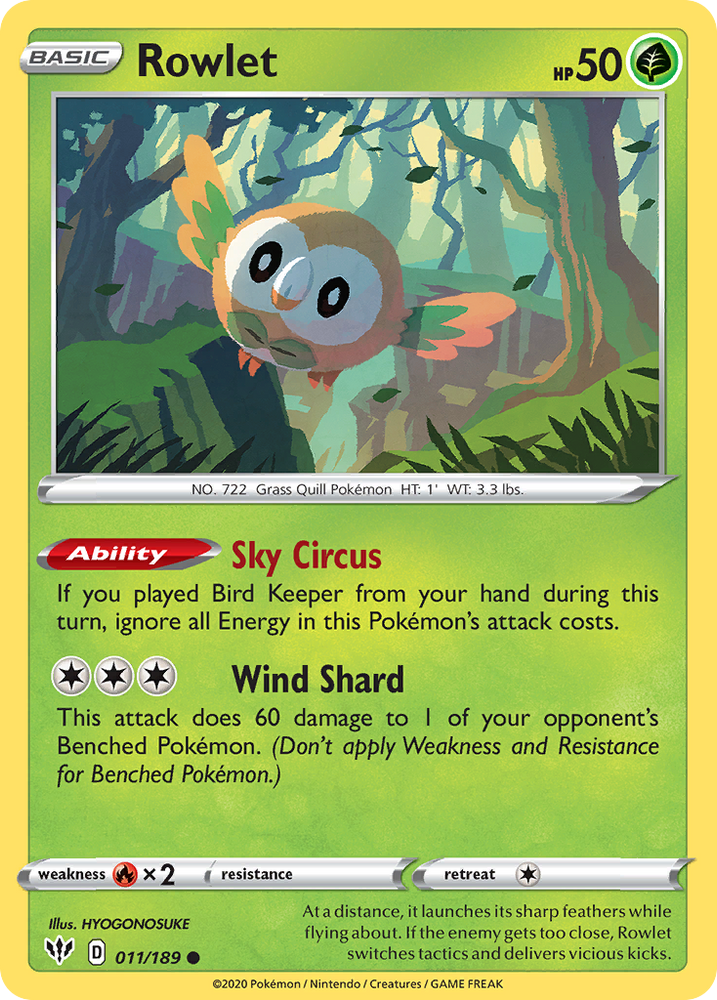 Pokemon | Rowlet (011/189) [Sword & Shield: Darkness Ablaze] | The Nerd Merchant