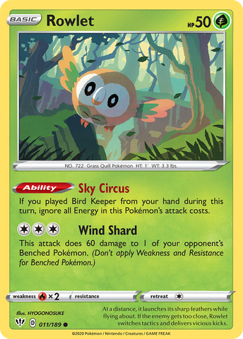 Pokemon | Rowlet (011/189) [Sword & Shield: Darkness Ablaze] | The Nerd Merchant