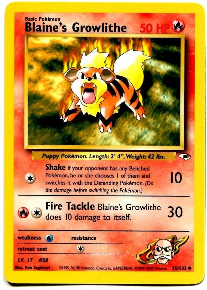 Pokemon | Blaine's Growlithe (35/132) [Gym Heroes Unlimited] | The Nerd Merchant