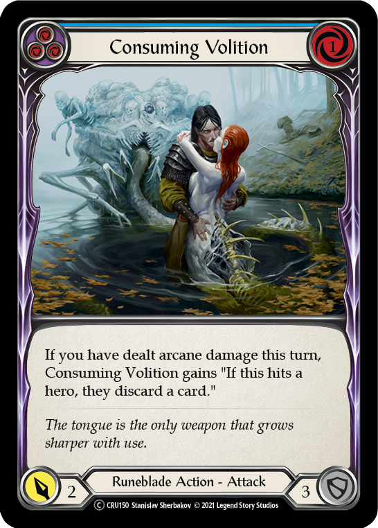 Flesh and Blood TCG | Consuming Volition (Blue) [U-CRU150] (Crucible of War Unlimited)  Unlimited Rainbow Foil | The Nerd Merchant
