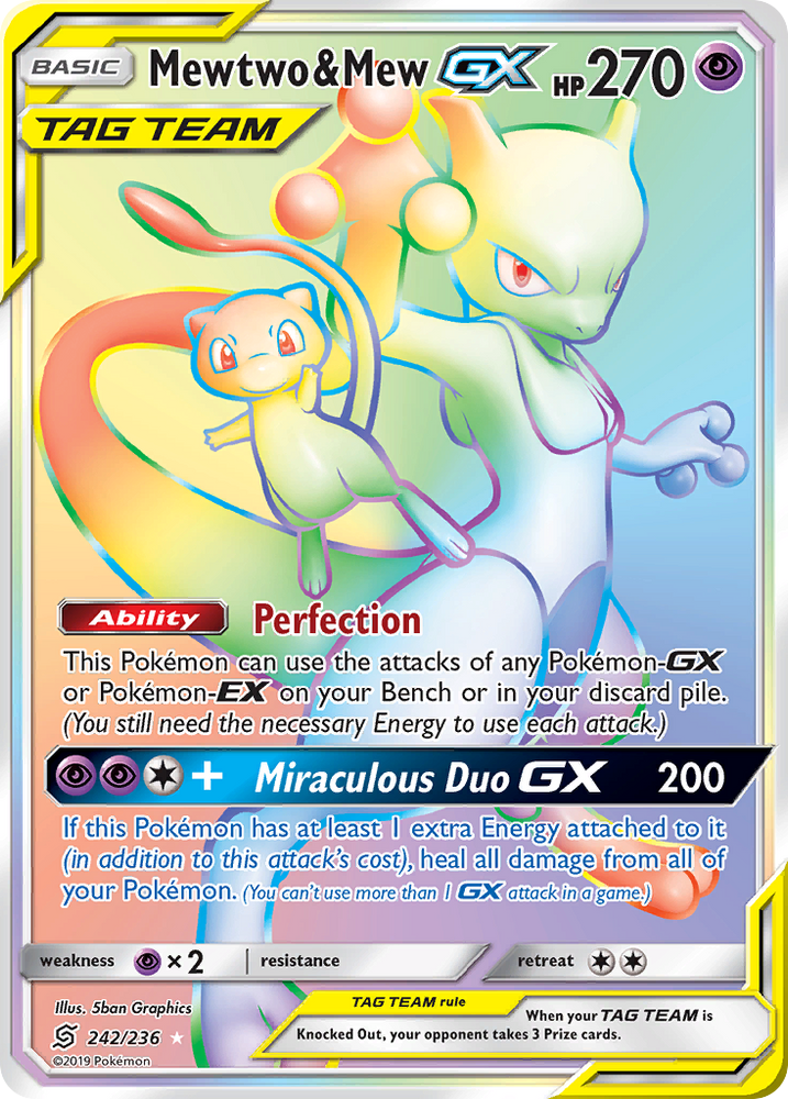 Pokemon | Mewtwo & Mew GX (242/236) [Sun & Moon: Unified Minds] | The Nerd Merchant