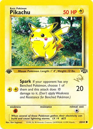 Pokemon | Pikachu (60/64) (W Stamped Promo) [Jungle 1st Edition] | The Nerd Merchant