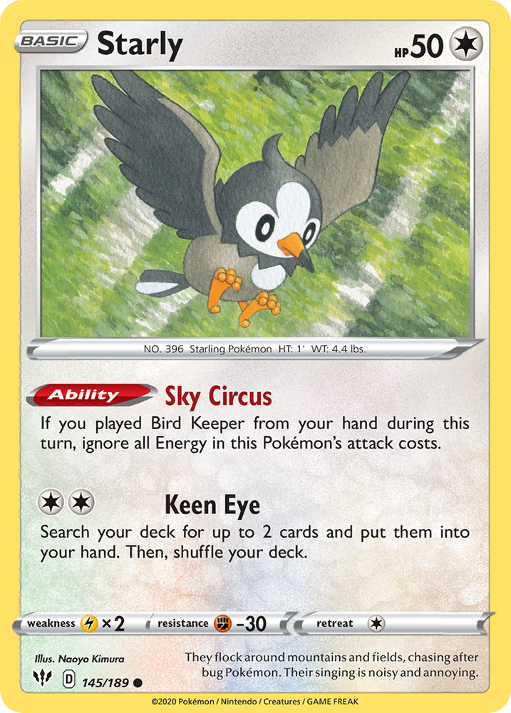 Pokemon | Starly (145/189) [Sword & Shield: Darkness Ablaze] | The Nerd Merchant