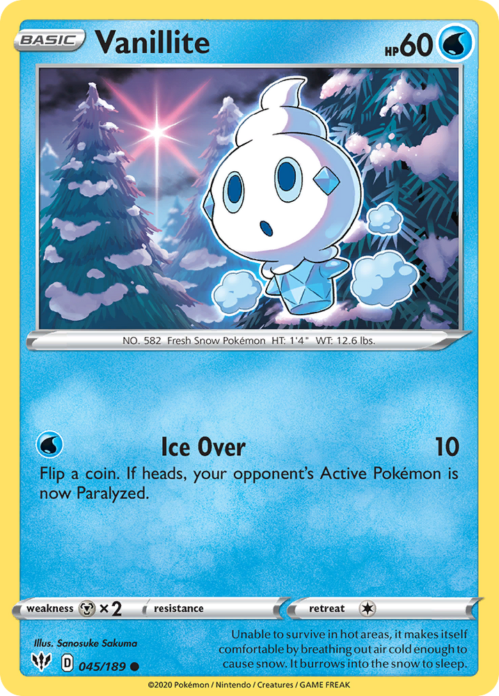 Pokemon | Vanillite (045/189) [Sword & Shield: Darkness Ablaze] | The Nerd Merchant