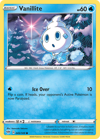 Pokemon | Vanillite (045/189) [Sword & Shield: Darkness Ablaze] | The Nerd Merchant