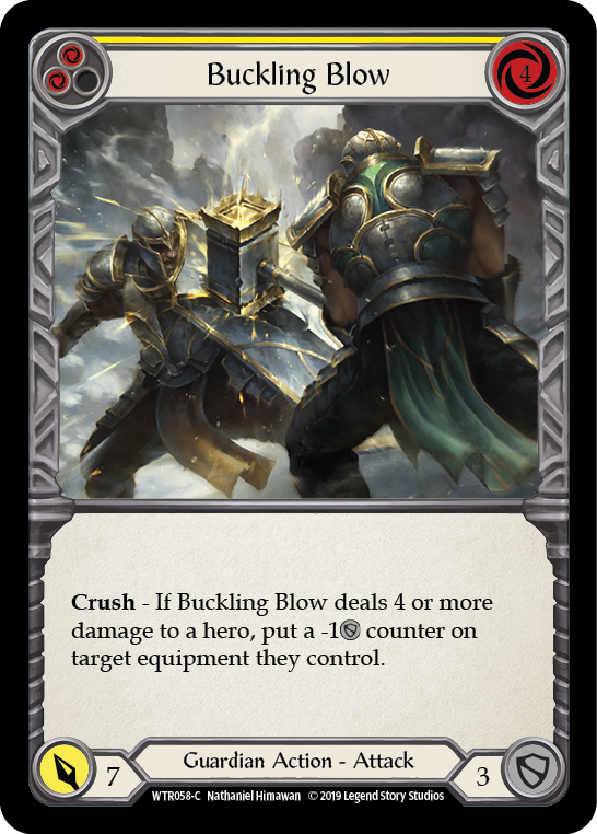 Flesh and Blood TCG | Buckling Blow (Yellow) [WTR058-C] (Welcome to Rathe)  Alpha Print Normal | The Nerd Merchant