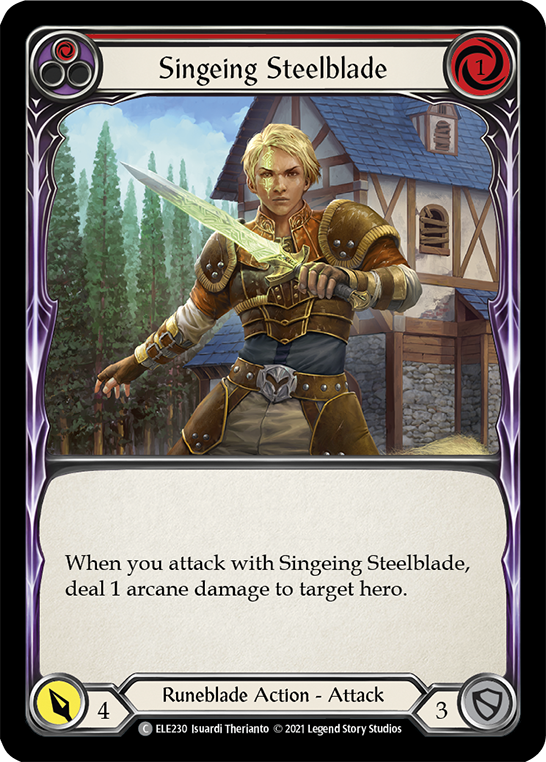 Flesh and Blood TCG | Singeing Steelblade (Red) [ELE230] (Tales of Aria)  1st Edition Rainbow Foil | The Nerd Merchant