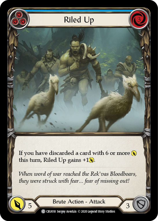 Flesh and Blood TCG | Riled Up (Blue) [CRU018] (Crucible of War)  1st Edition Rainbow Foil | The Nerd Merchant