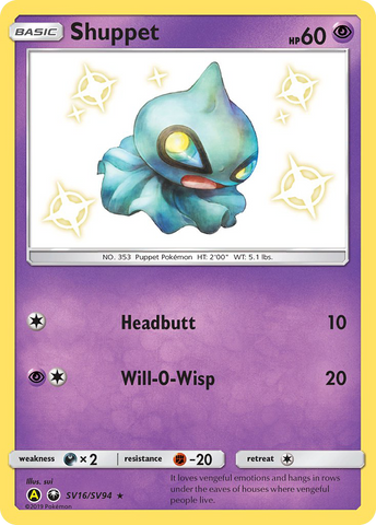 Pokemon | Shuppet (SV16/SV94) [Sun & Moon: Hidden Fates - Shiny Vault] | The Nerd Merchant