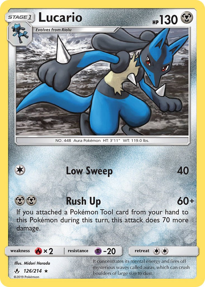 Pokemon | Lucario (126/214) (Theme Deck Exclusive) [Sun & Moon: Unbroken Bonds] | The Nerd Merchant