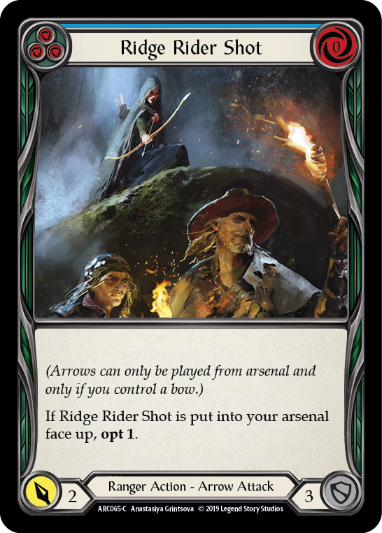 Flesh and Blood TCG | Ridge Rider Shot (Blue) [ARC065-C] (Arcane Rising)  1st Edition Rainbow Foil | The Nerd Merchant