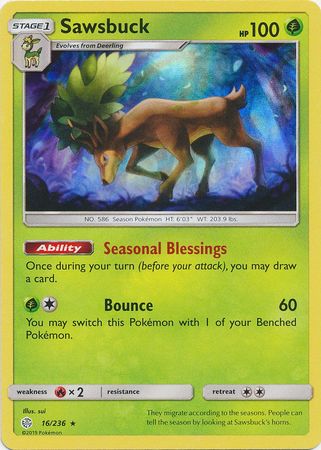Pokemon| Sawsbuck (16/236) (Build & Battle Box Exclusive) [Sun & Moon: Cosmic Eclipse] | The Nerd Merchant