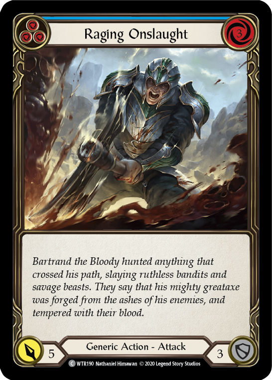 Flesh and Blood TCG | Raging Onslaught (Blue) [U-WTR190] (Welcome to Rathe Unlimited)  Unlimited Rainbow Foil | The Nerd Merchant