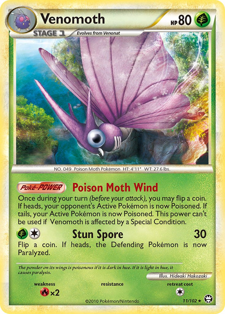 Pokemon | Venomoth (11/102) (Theme Deck Exclusive) [HeartGold & SoulSilver: Triumphant] | The Nerd Merchant