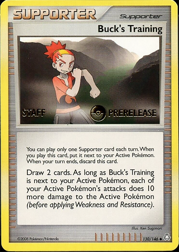 Pokemon | Buck's Training (130/146) (Staff Prerelease Promo) [Diamond & Pearl: Legends Awakened] | The Nerd Merchant