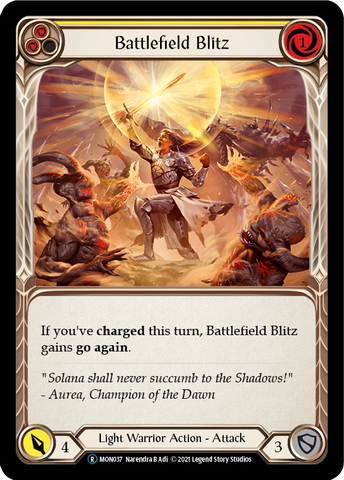 Flesh and Blood TCG | Battlefield Blitz (Yellow) [U-MON037-RF] (Monarch Unlimited)  Unlimited Rainbow Foil | The Nerd Merchant