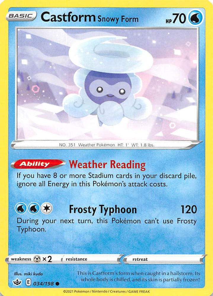 Pokemon | Castform Snowy Form (034/198) [Sword & Shield: Chilling Reign] | The Nerd Merchant