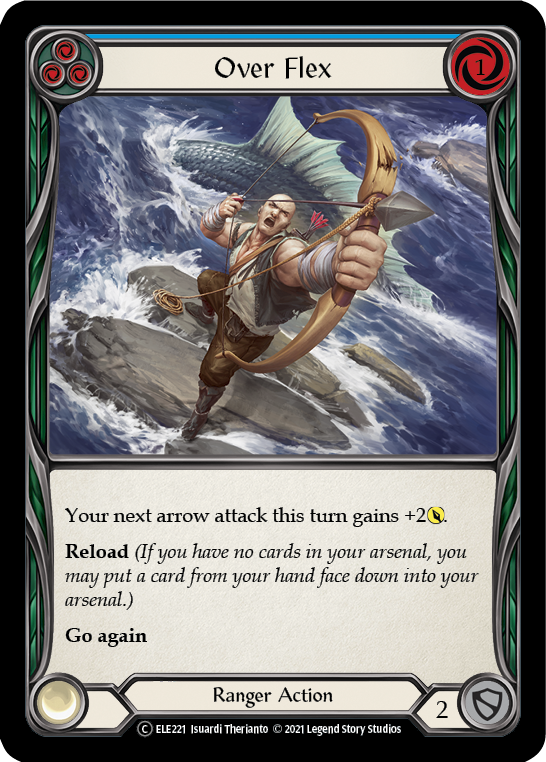 Flesh and Blood TCG | Over Flex (Blue) [U-ELE221] (Tales of Aria Unlimited)  Unlimited Rainbow Foil | The Nerd Merchant