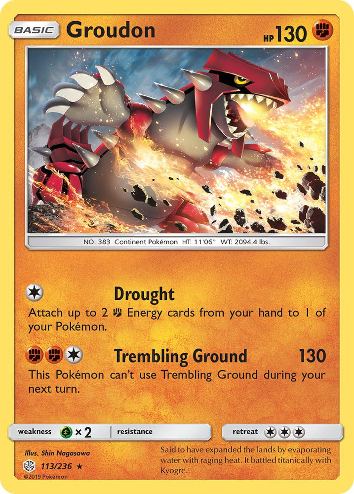 Pokemon| Groudon (113/236) (Cracked Ice Holo) (Theme Deck Exclusive) [Sun & Moon: Cosmic Eclipse] | The Nerd Merchant