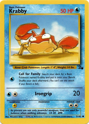 Pokemon | Krabby (51/62) [Fossil Unlimited] | The Nerd Merchant