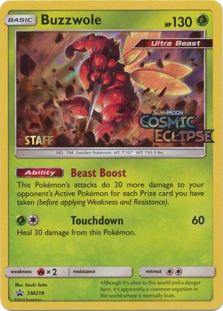 Pokemon | Buzzwole (SM218) (Staff Prerelease Promo) [Sun & Moon: Black Star Promos] | The Nerd Merchant