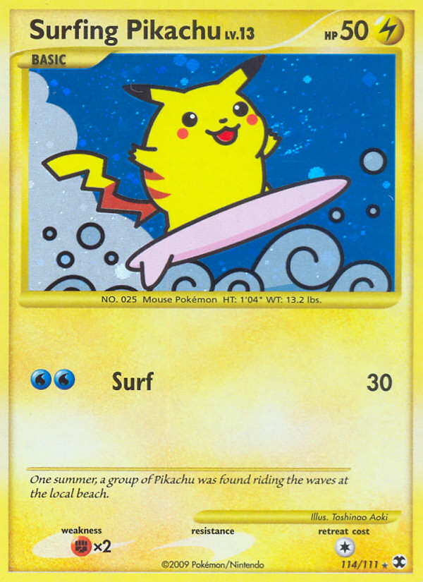 Pokemon | Surfing Pikachu (114/111) [Platinum: Rising Rivals] | The Nerd Merchant