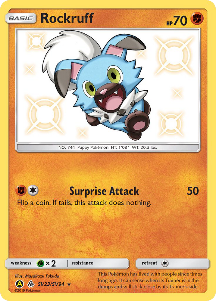 Pokemon | Rockruff (SV23/SV94) [Sun & Moon: Hidden Fates - Shiny Vault] | The Nerd Merchant