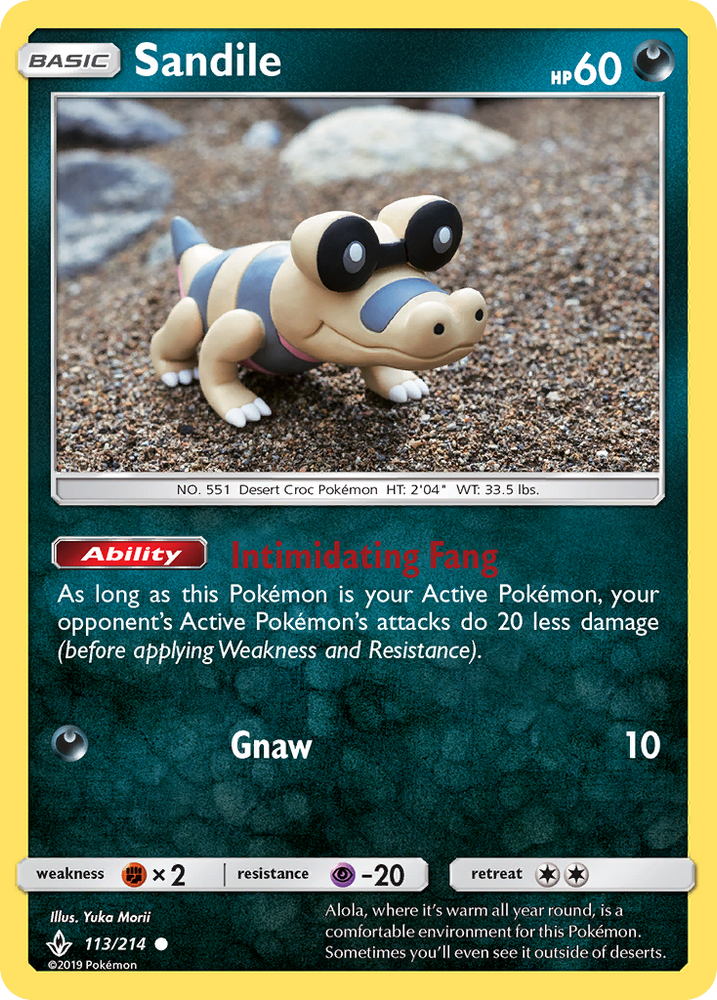 Pokemon | Sandile (113/214) [Sun & Moon: Unbroken Bonds] | The Nerd Merchant