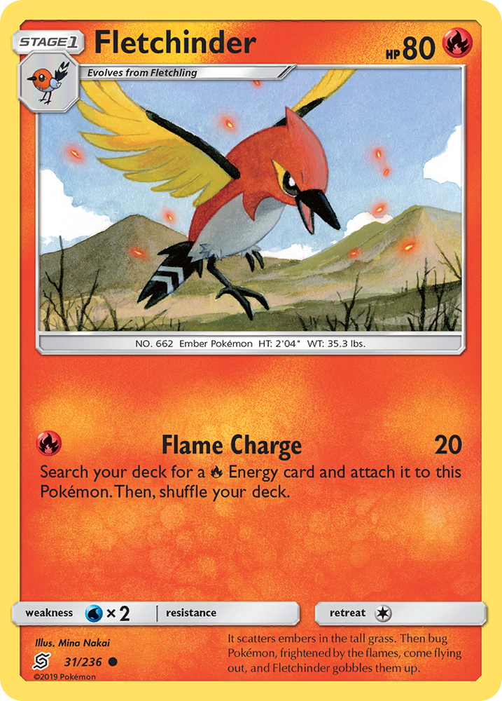 Pokemon | Fletchinder (31/236) [Sun & Moon: Unified Minds] | The Nerd Merchant