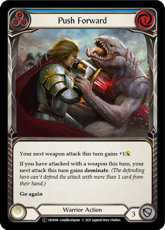 Flesh and Blood TCG | Push Forward (Blue) [U-CRU096] (Crucible of War Unlimited)  Unlimited Rainbow Foil | The Nerd Merchant