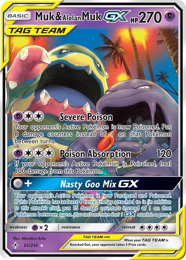 Pokemon | Muk & Alolan Muk GX (61/214) [Sun & Moon: Unbroken Bonds] | The Nerd Merchant