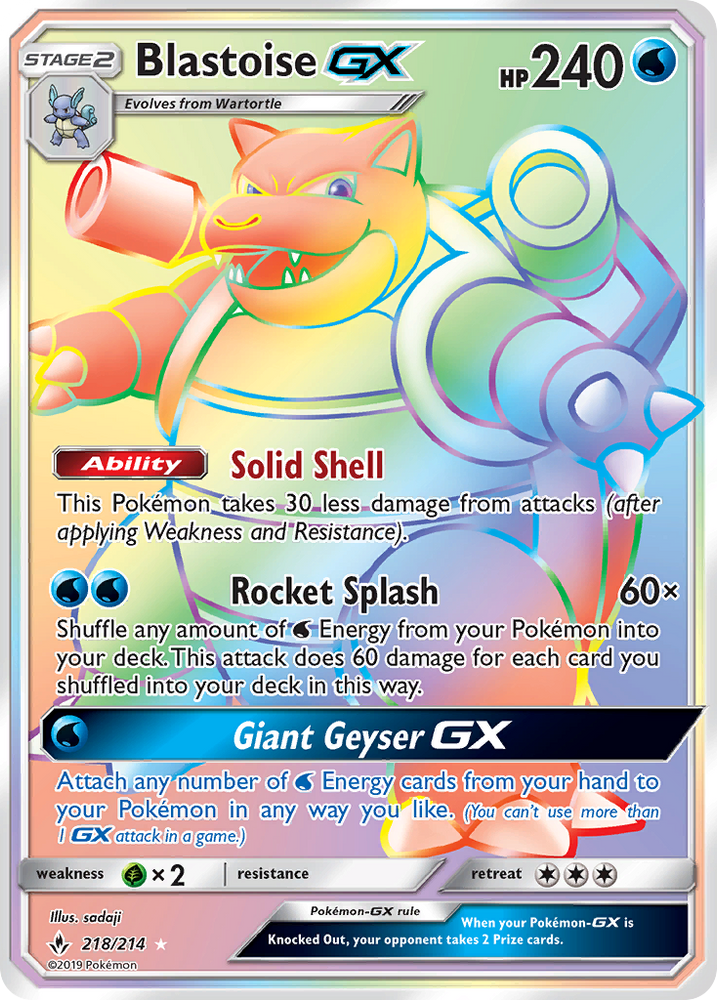 Pokemon | Blastoise GX (218/214) [Sun & Moon: Unbroken Bonds] | The Nerd Merchant