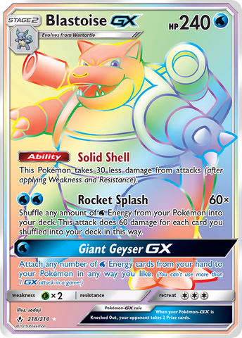 Pokemon | Blastoise GX (218/214) [Sun & Moon: Unbroken Bonds] | The Nerd Merchant