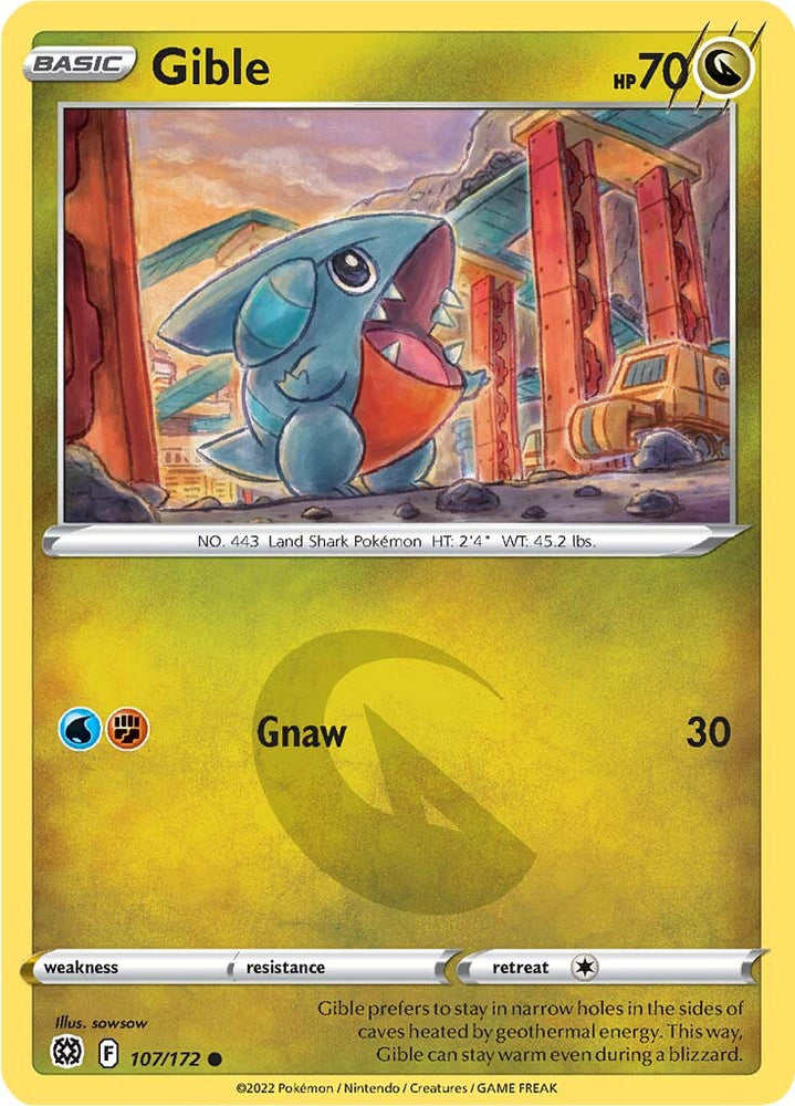 Pokemon | Gible (107/172) [Sword & Shield: Brilliant Stars] | The Nerd Merchant